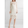 White Guipure Lace Midi Dress OEM/ODM Manufacture Wholesale Fashion Women Apparel (TA7111D)